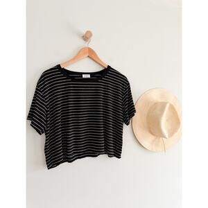 LESET | Amber Black White Stripe Crop Tee | Sz S